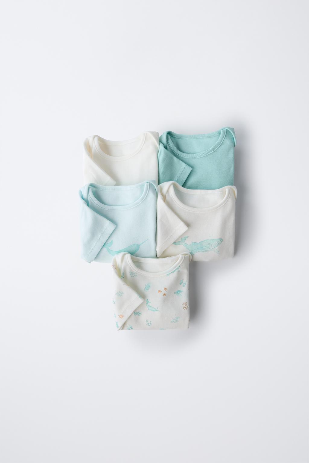

5 комплектов боди с морскими животными ZARA, цвет Aquamarine
