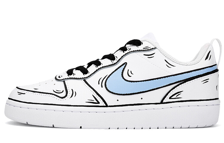 Кроссовки Nike Court Borough Series Skateboard Shoes Women's Low-Top White Black Blue
