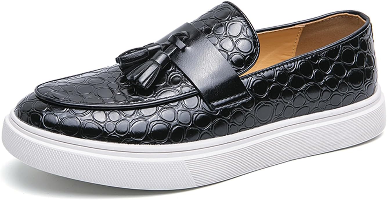 

Мужские лоферы Santimon Slip On с кисточками, повседневные, из кожи, для официальных мероприятий, свадьбы, модные туфли для смокинга и летней прогулки, черный