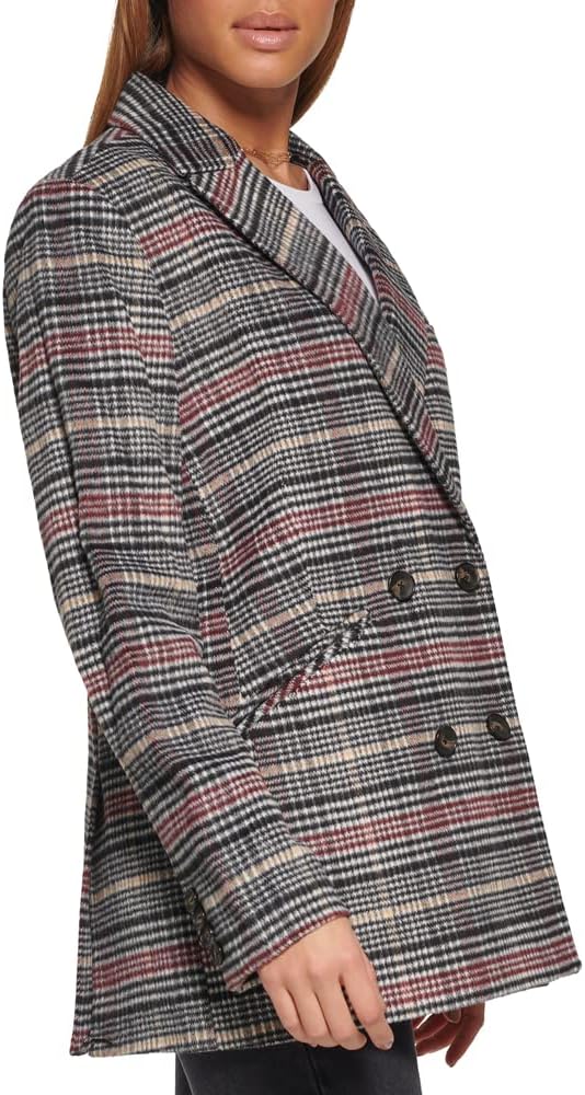 Женский двубортный пиджак Levi's из шерстяной смеси, Black/Wine Plaid — фото 4