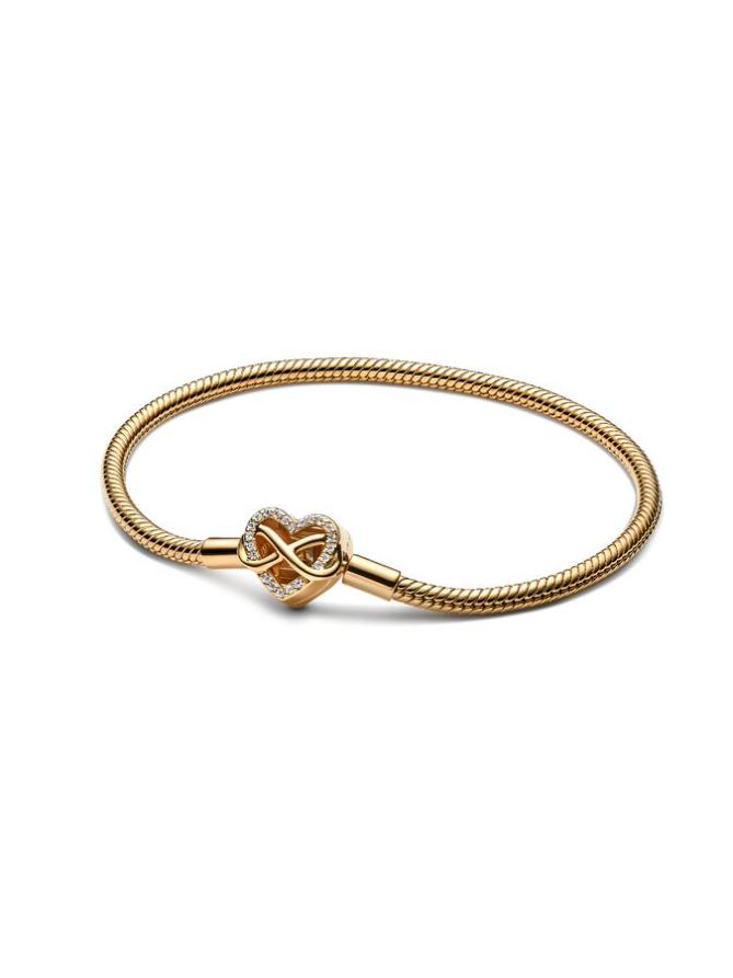 

Браслет Pandora Sparkling Infinity Heart Clasp Snake Chain Bracelet, золото
