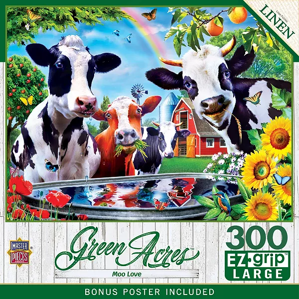 

Шедевры Green Acres - Moo Love 300 деталей пазла EZ Grip Masterpieces Puzzles, multicolor