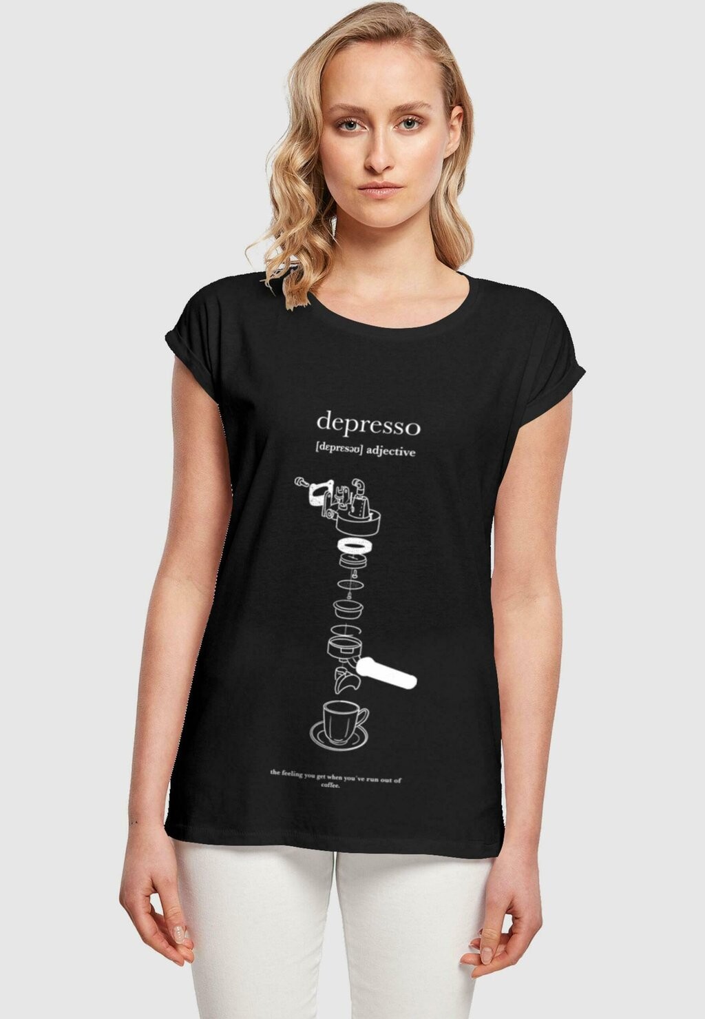 

Футболка с принтом DEPRESSO EXTENDED SHOULDER TEE Mister Tee, черный