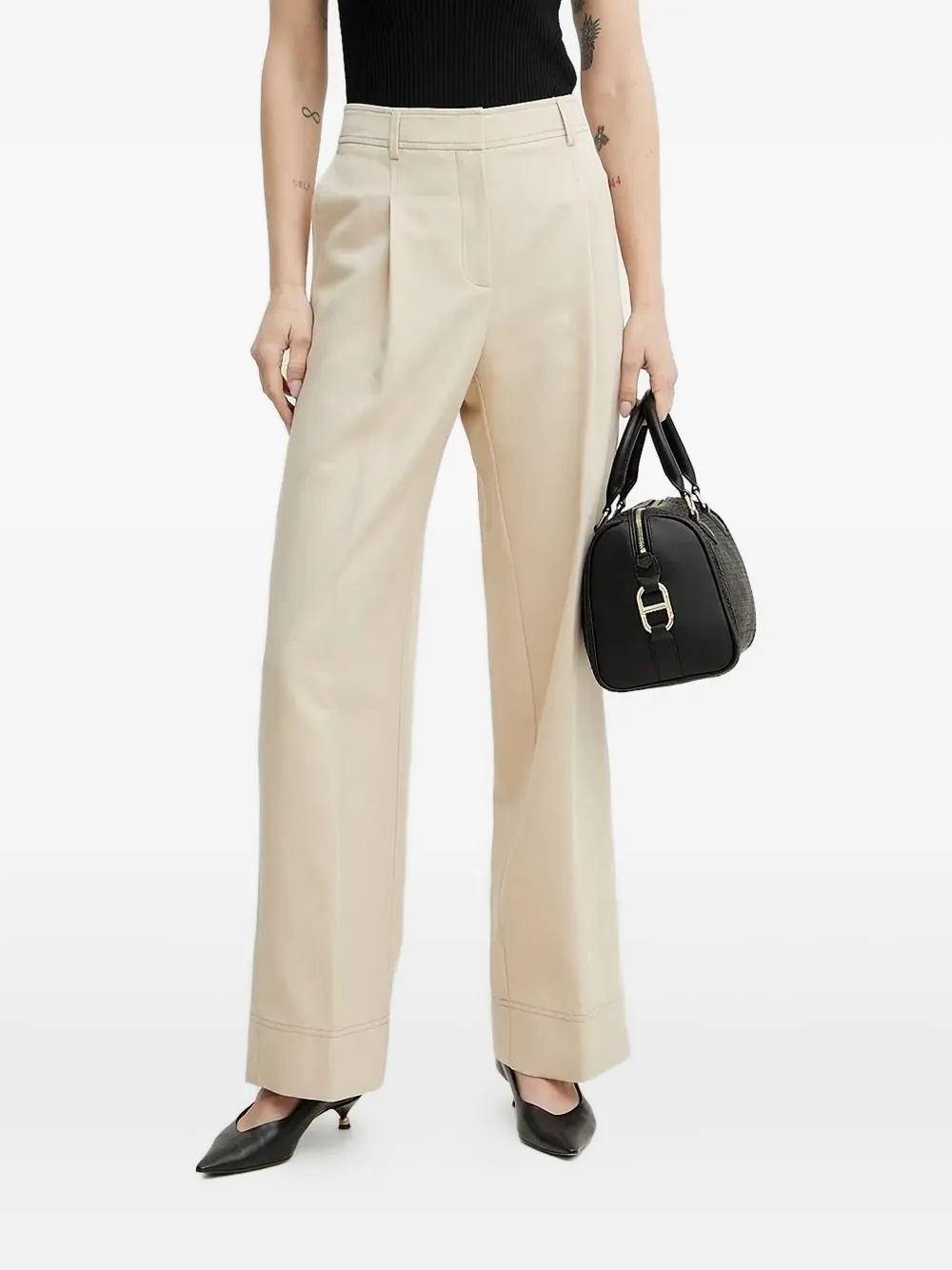 

Брюки с завышенной талией и складками Boss, нейтральный