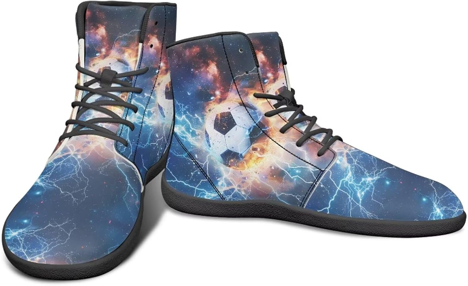 

Кроссовки-босоножки с высоким верхом для мужчин, минималистичная обувь для бега с резиновой подошвой для заземления Watdotory, Flame Lightning Soccer Design