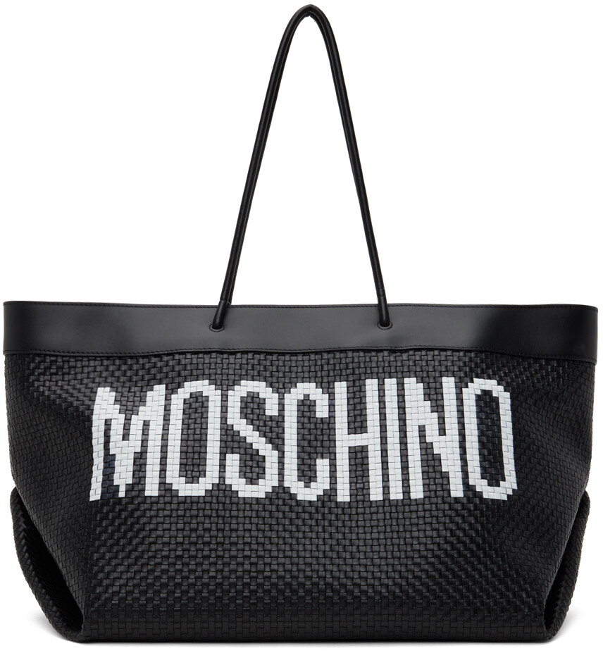 

Черная плетеная сумка-тоут из телячьей кожи Moschino