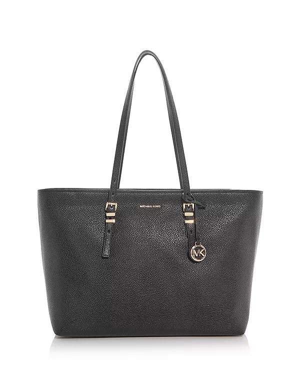 

Большая кожаная сумка-тоут Quinn Michael Kors, черный