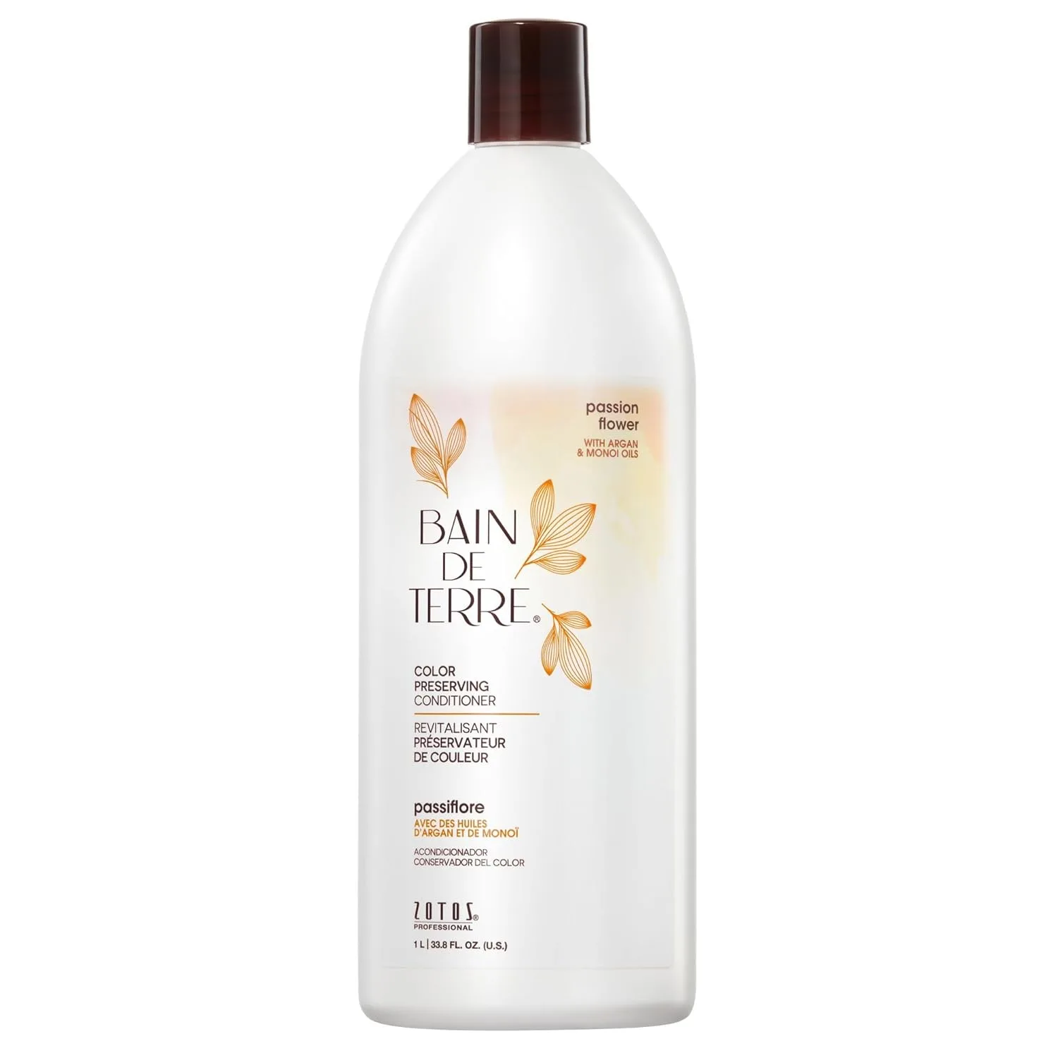 Кондиционер Bain de Terre Passion Flower для сохранения цвета, интенсивное увлажнение и защита от выцветания, с аргановым и монои маслами, без парабенов, веган 1000 мл (.)