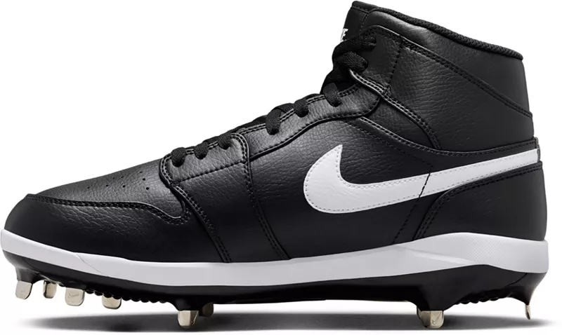Мужские бейсбольные бутсы Nike Jordan 1 Retro Metal High, черный/белый/черный — фото 3