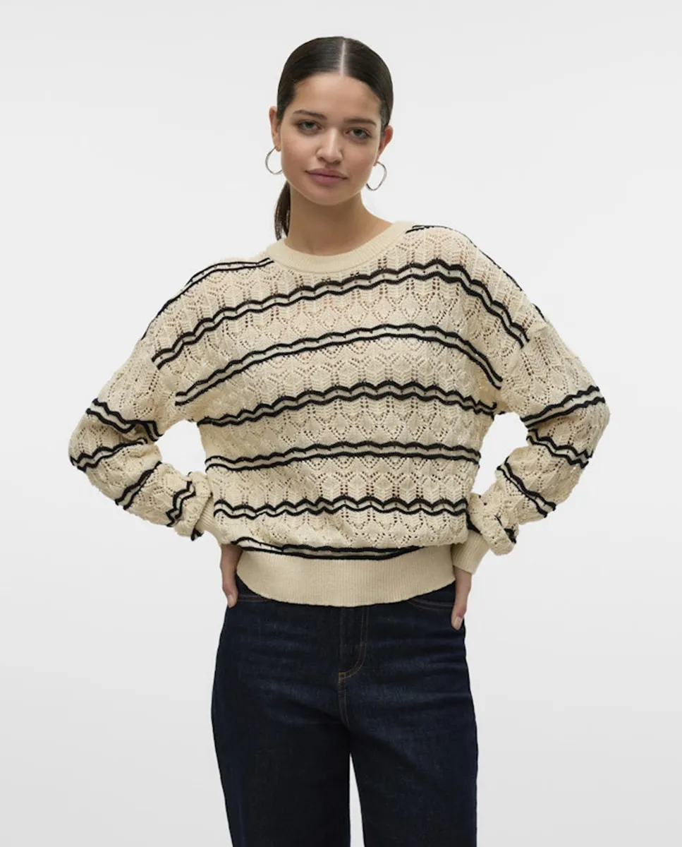 

Женский полосатый свитер тонкой вязки Vero Moda, белый
