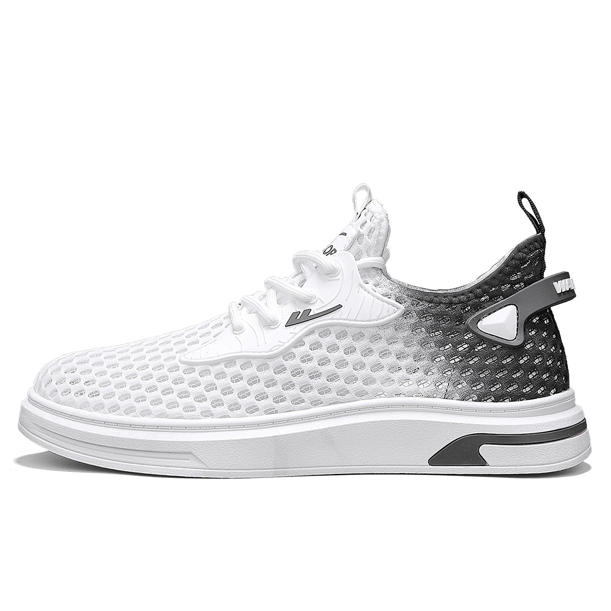 

WARRIOR Дышащие и легкие мужские кэжуал кеды низкие градиент бело-серые, цвет Gradient White Gray