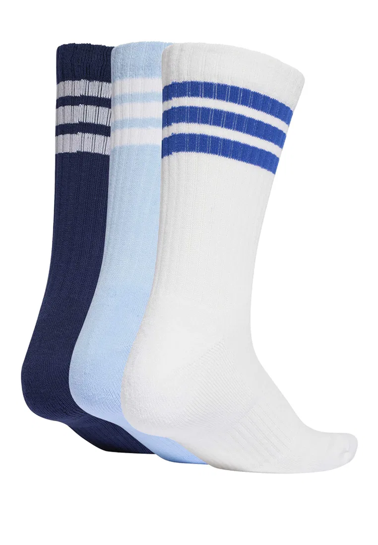 Носки спортивные, 3 пары, 3-Stripes Cushioned Sportswear, Adidas, белый/темно-синий — фото 2