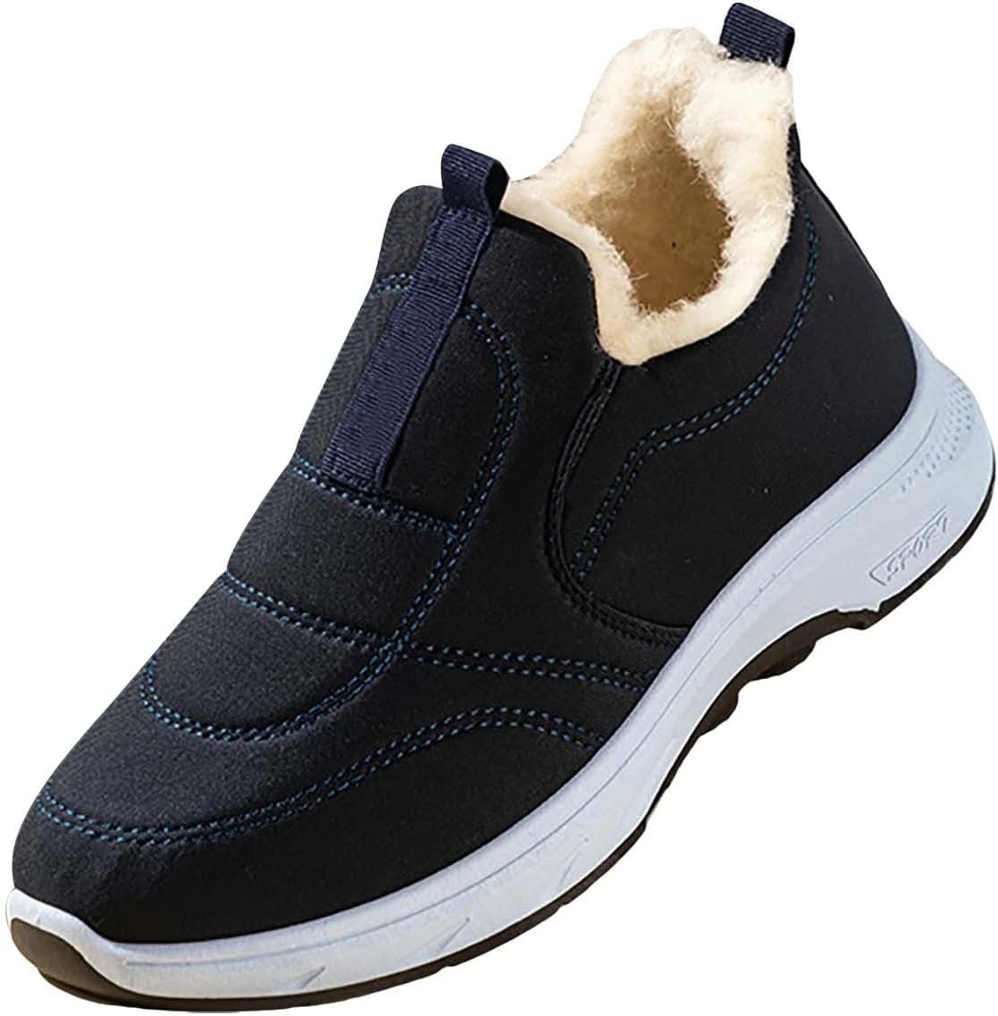 

Зимние ботинки 2025 года, теплые кроссовки без шнурков для мужчин и женщин, с утепленной меховой подкладкой, легкие, для велоспорта и походов Generic, синий