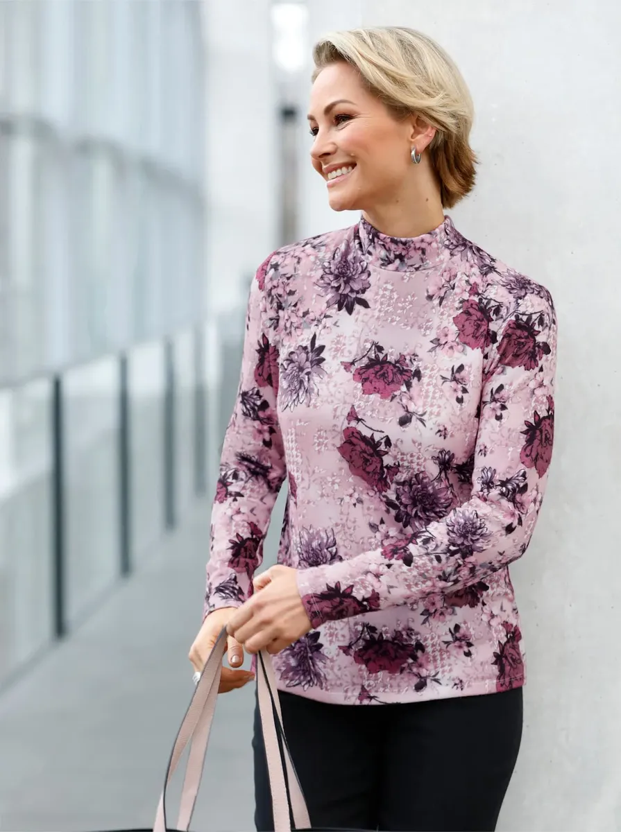 

Рубашка с воротником стойкой Classic Basics "Shirt", цвет Hellrosé-Erika-Bedruckt