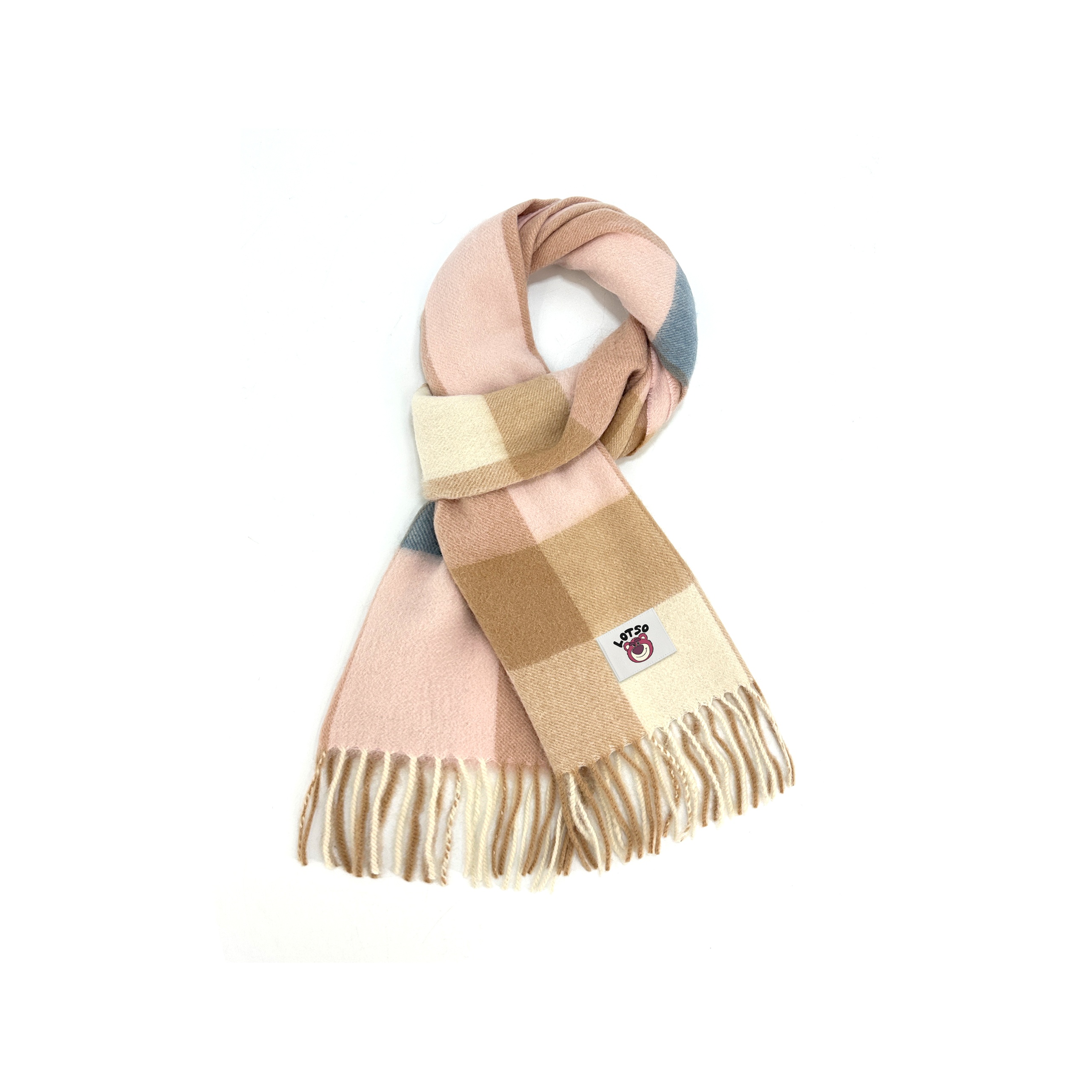 

Disney Лотсо вязаный шарф унисекс, Pink Blue Plaid