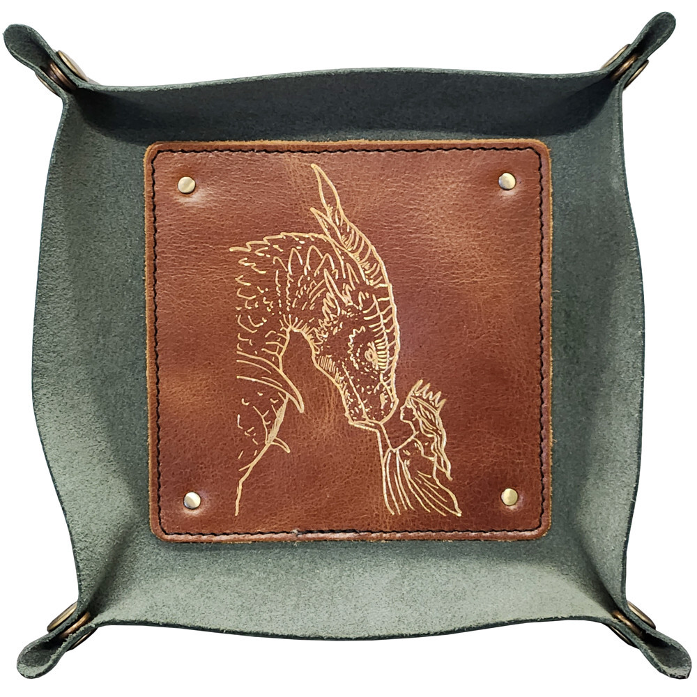 

Аксессуары Grimbeard Leather Grimbeard Leather Dice Tray: Green w/ Brown Center