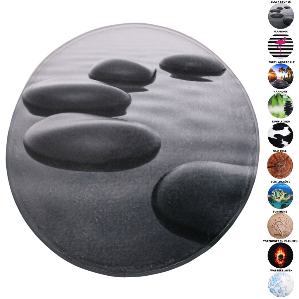 

Коврик для ванной SANILO круглый Black Stones Ø 80 см, серый