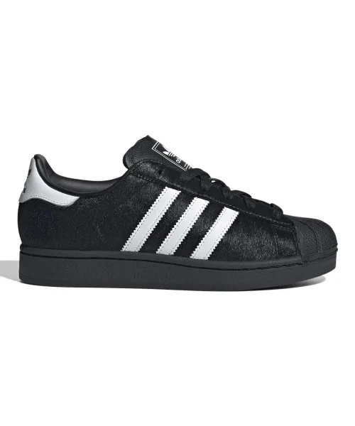 Унисекс кроссовки из кожи и пони adidas Originals SUPERSTAR II чёрные