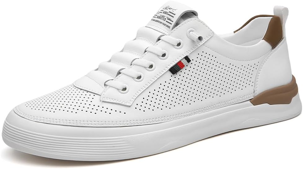 

Мужские мокасины-кроссовки WELRUNG из натуральной кожи на шнуровке, для модного повседневного ношения, прогулок и вождения, белый/коричневый