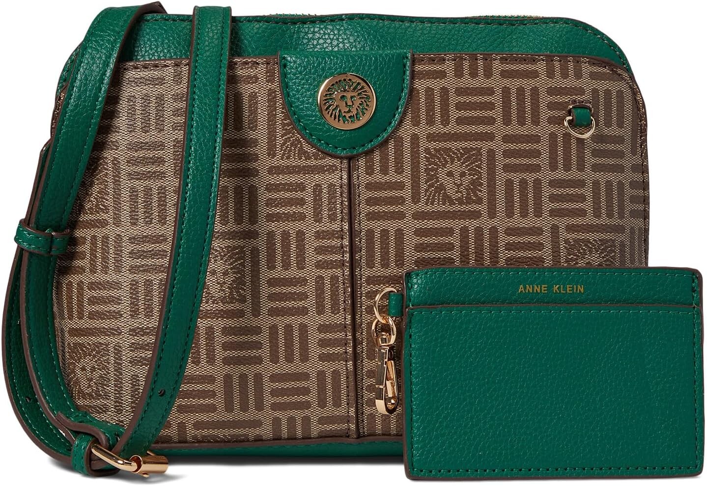 

Сумка кросс-боди Anne Klein On The Go Tile Lion Logo Crossbody, цвет Cream Brown/Palm Leaf, Коричневый, Сумка кросс-боди Anne Klein On The Go Tile Lion Logo Crossbody, цвет Cream Brown/Palm Leaf