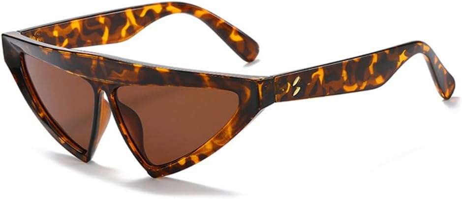 

Модные солнцезащитные очки-треугольники 2027 года для женщин, ретро-стиль, заклепки, градиентные оттенки, защита от УФ-излучения UV400, мужские солнцезащитные очки MTZJH, Leopard Tea