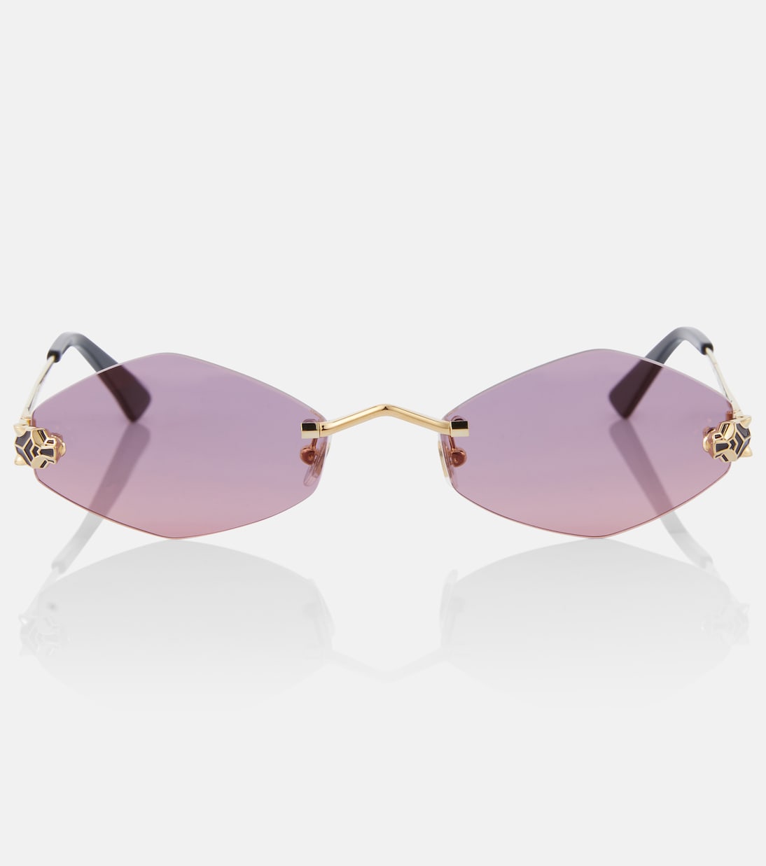 

Картье Пантер геометрические солнцезащитные очки Cartier Eyewear Collection, Gold-Gold-Violet