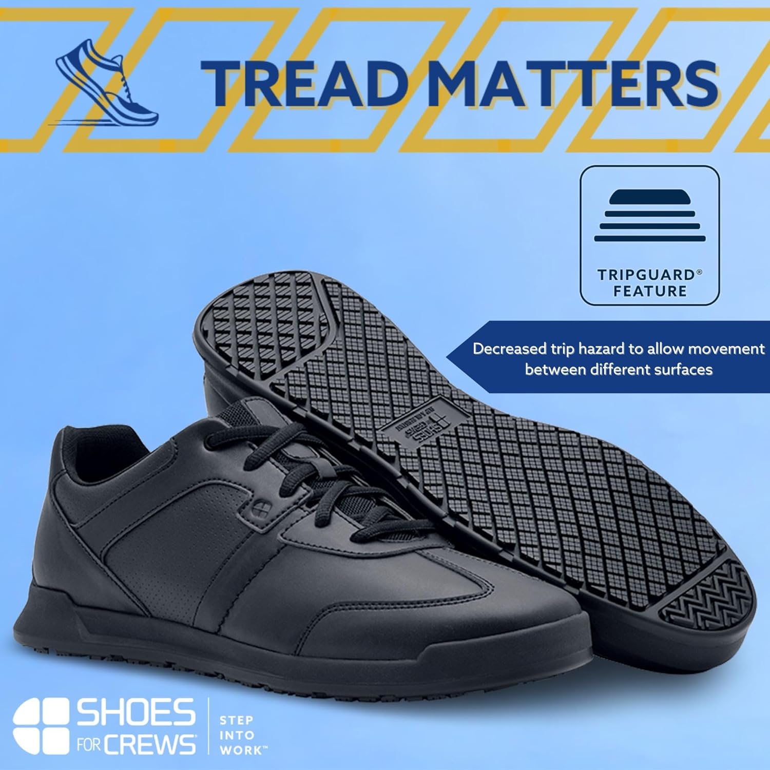 Мужские кроссовки Shoes for Crews с противоскользящей подошвой - комфортная, нескользящая обувь для ресторанов, здравоохранения, розничной торговли, гостиничного бизнеса и других сфер - Freestyle II, черный — фото 2