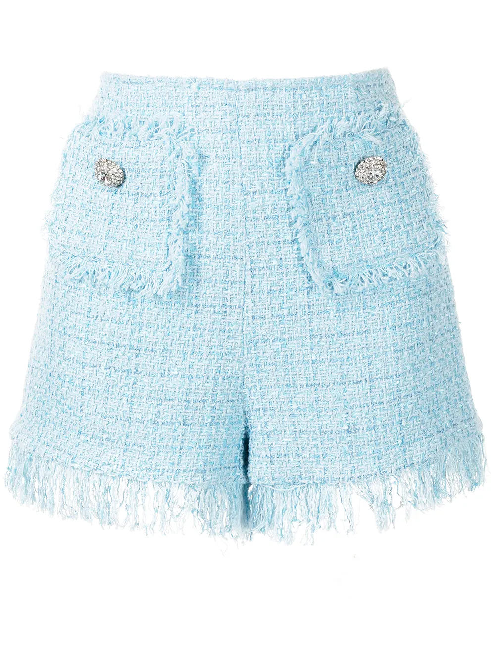 

Твидовые шорты с бахромой BLUMARINE, синий