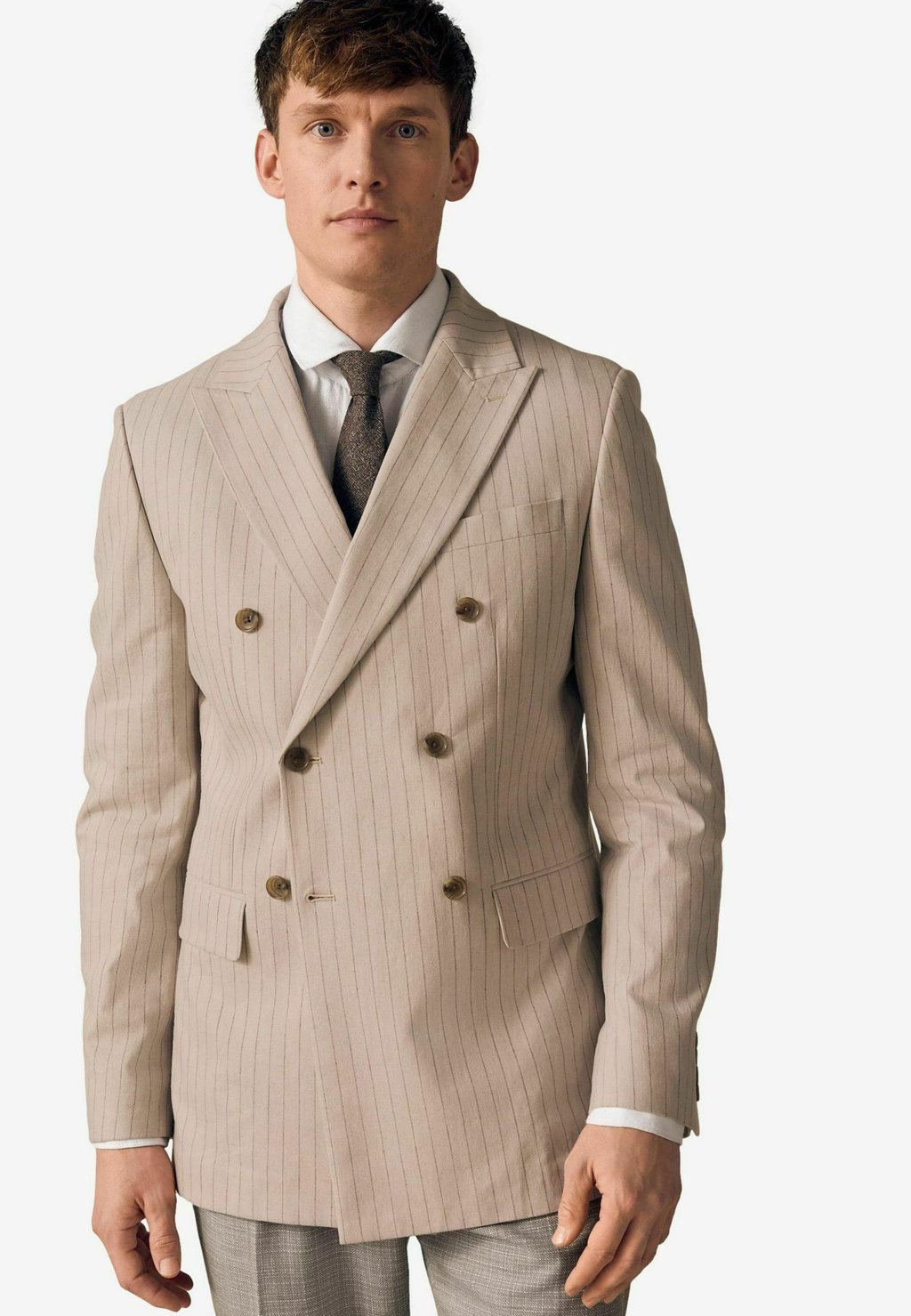 

Пиджак-блейзер REGULAR FIT - STRIPED DOUBLE BREASTED - Suit jacket Next, бежевый