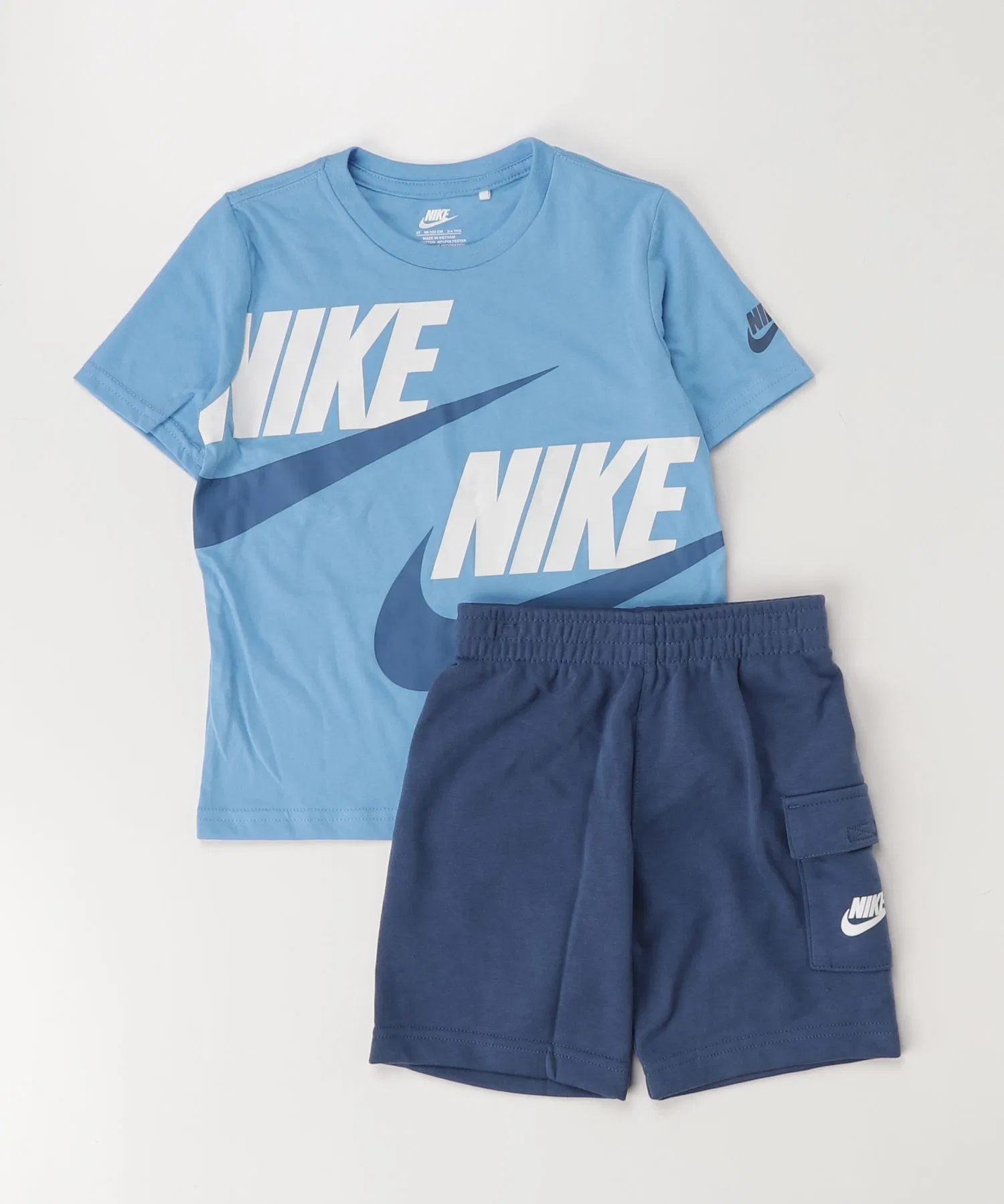 Детский комплект футболка и шорты NIKE NSW HBR CARGO голубой