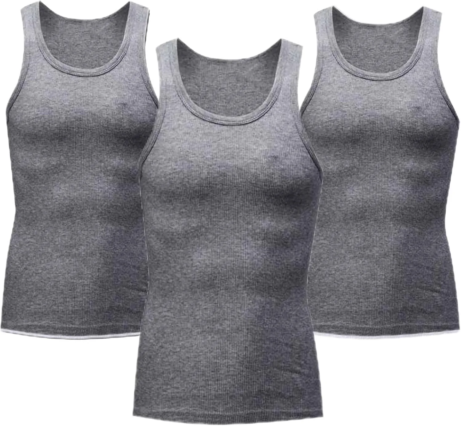 

Футболки-майки для мужчин 3 шт, классические ребристые, влагоотводящие