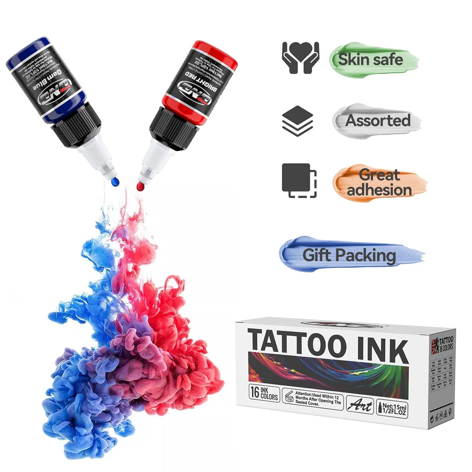 Набор из 16 базовых цветов тату-чернил по 15 мл от CNC Tattoo Colour Set Cnc — фото 3