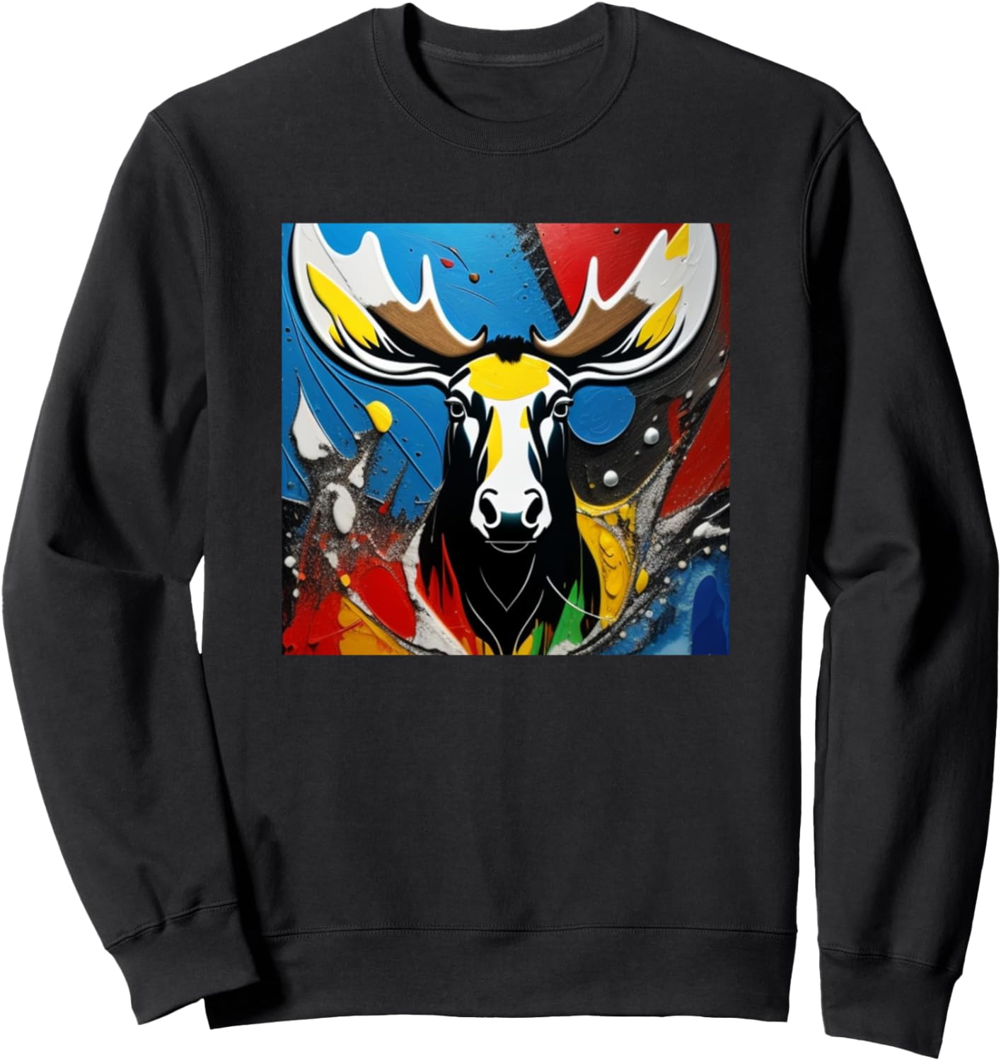 

Яркая толстовка с изображением лосиных рогов Moose - Deer Animal Gift Men Boys Kids Women Girls, черный