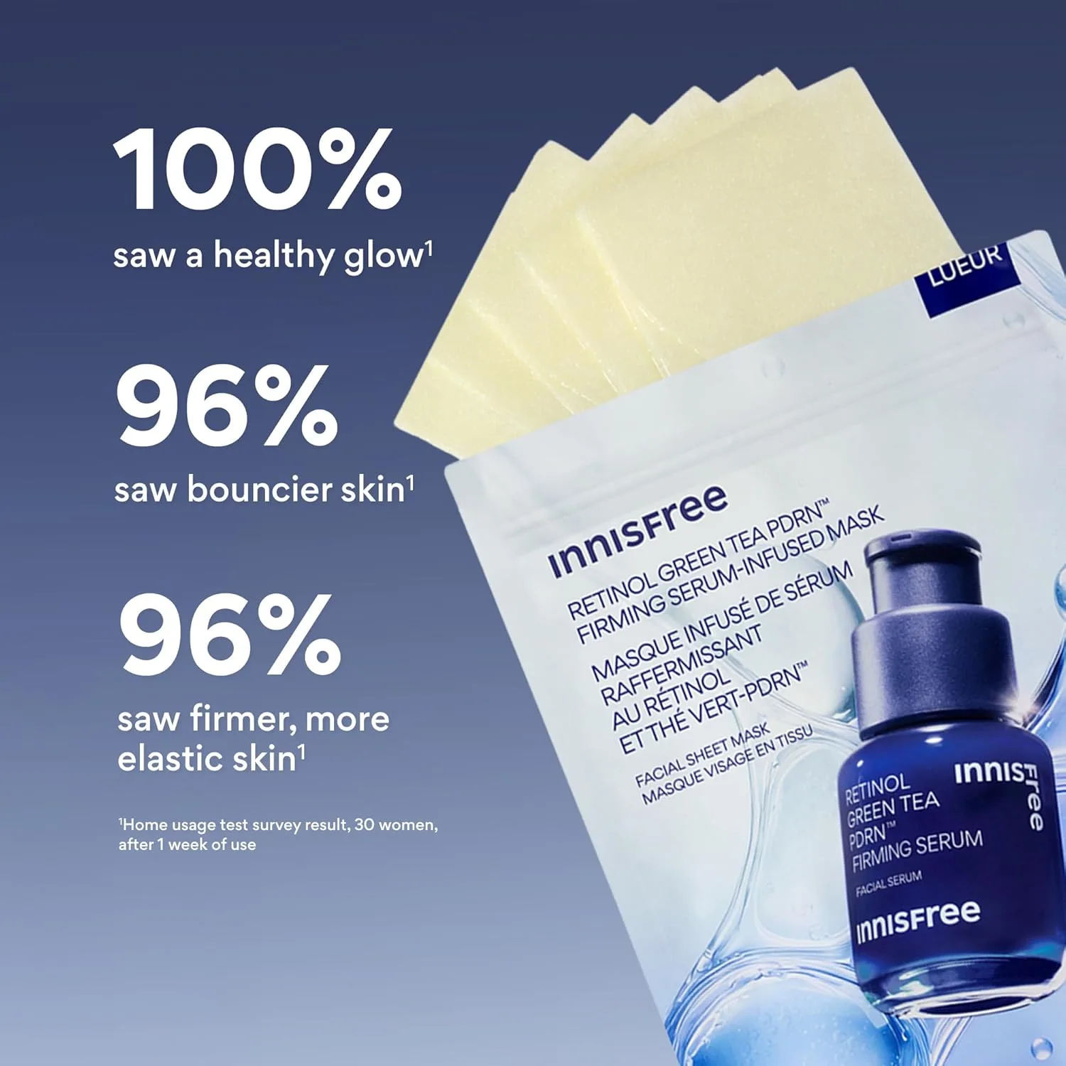 Сыворотка Innisfree — Салфетка с ретинолом и зеленым чаем PDRN ( ) для укрепления и разглаживания кожи — фото 3