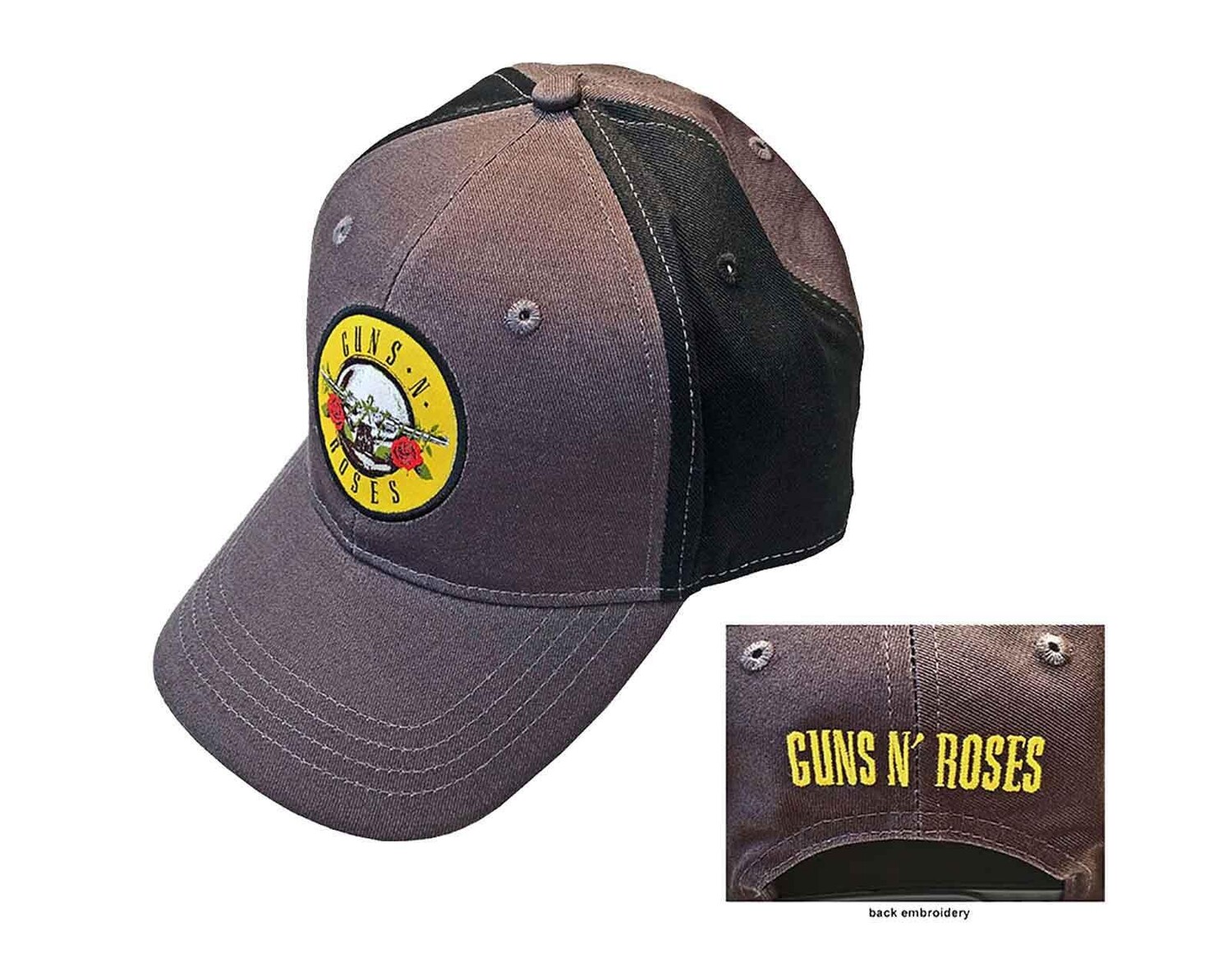 

Бейсболка с круглым ремешком и логотипом на спине Guns N Roses, серый