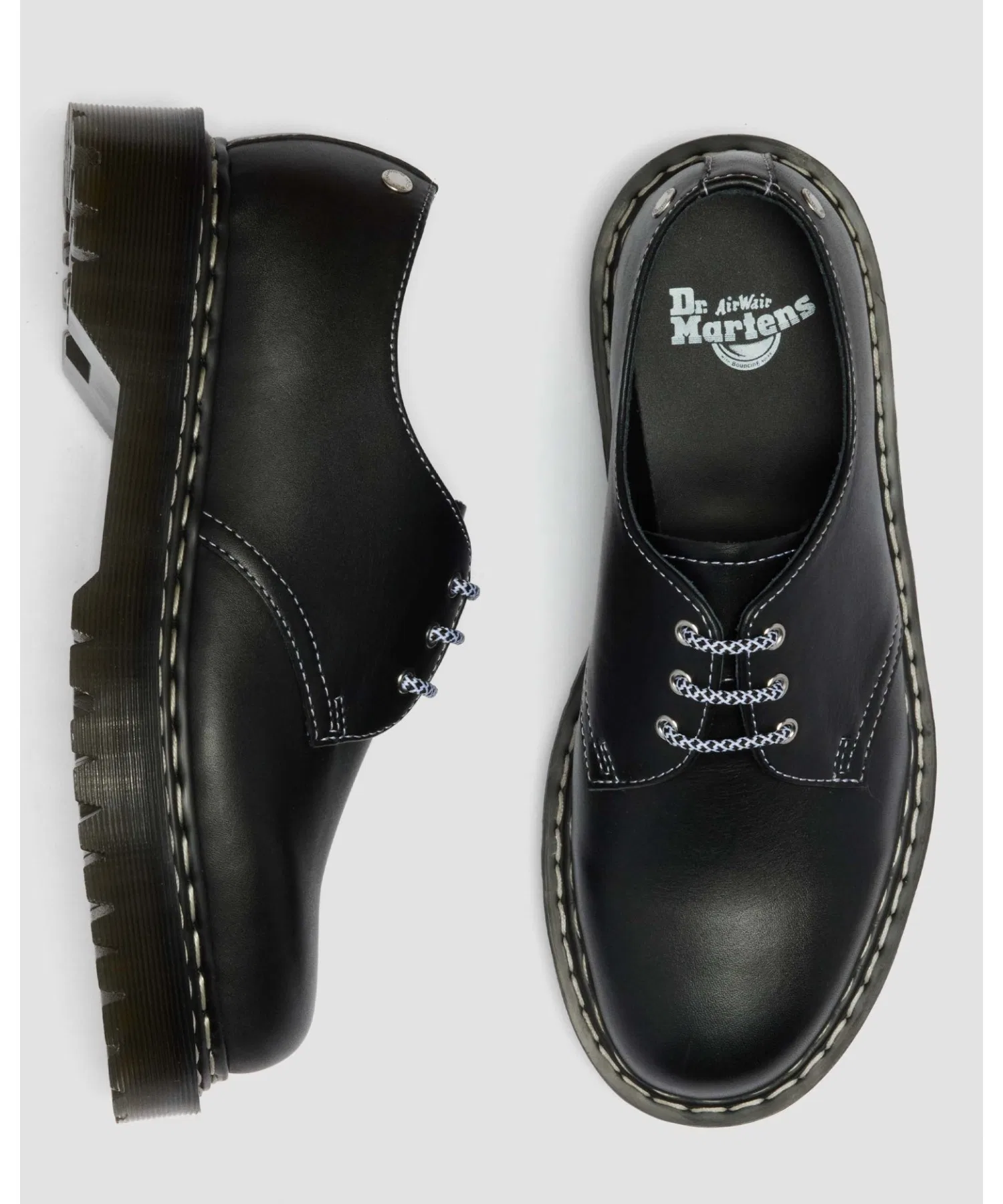 Унисекс ботинки Dr. Martens 1461 BEX с белой строчкой чёрные — фото 2