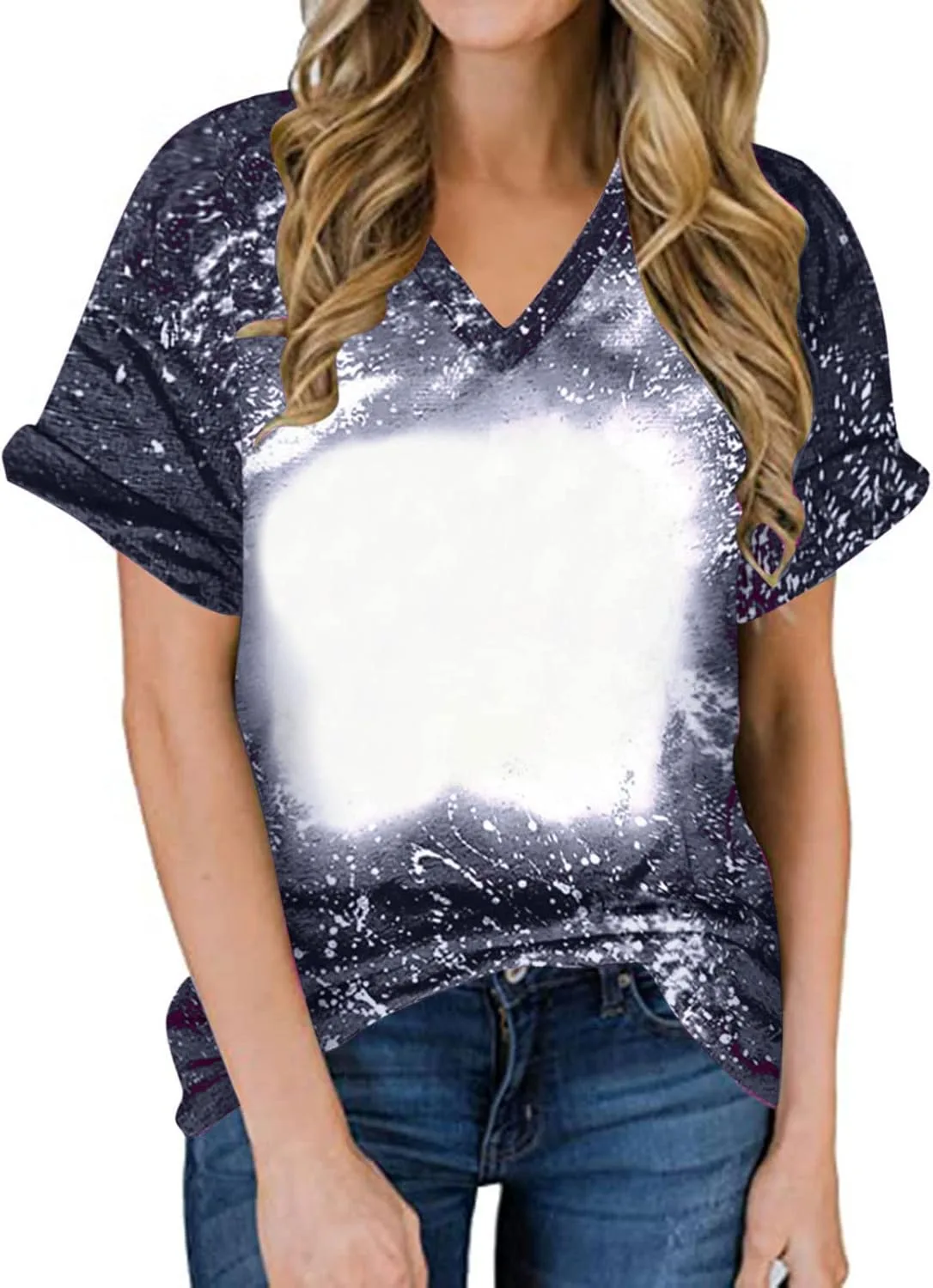 

Женская футболка с V-образным вырезом, принт, летняя