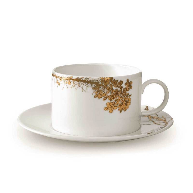 Чашка кофейная/чайная Vera Wang Jardin с блюдцем 15,5 см Wedgwood, белое золото