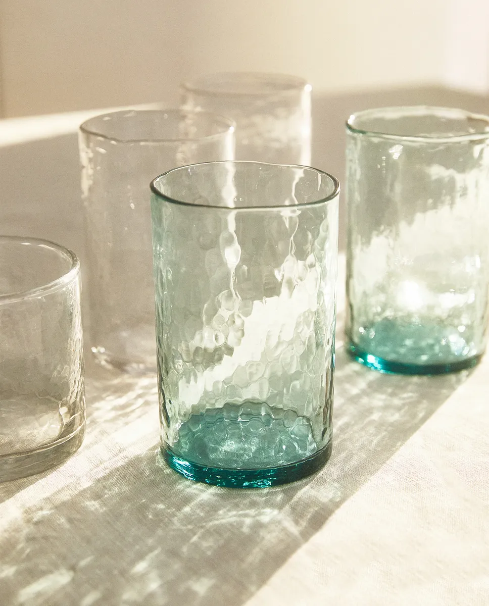

Высокий стакан из кованого стекла Zara Home, бирюзовый