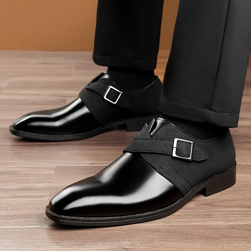 Men's Fashionable Leather Shoes - Casual and Versatile, Suitable for Business wear, Available in Large Sizes Fusecottc, черный — фото 2