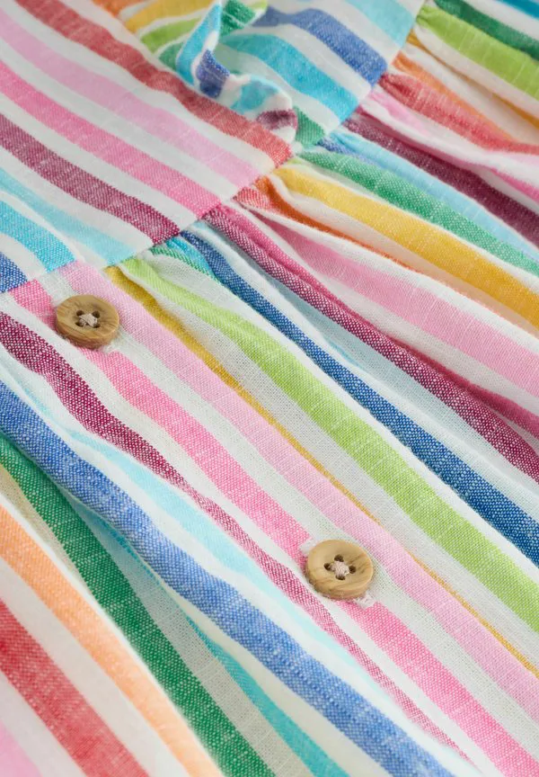 Платье повседневное, прямого кроя, с двойными оборками на рукавах. Next, Rainbow Stripe — фото 3