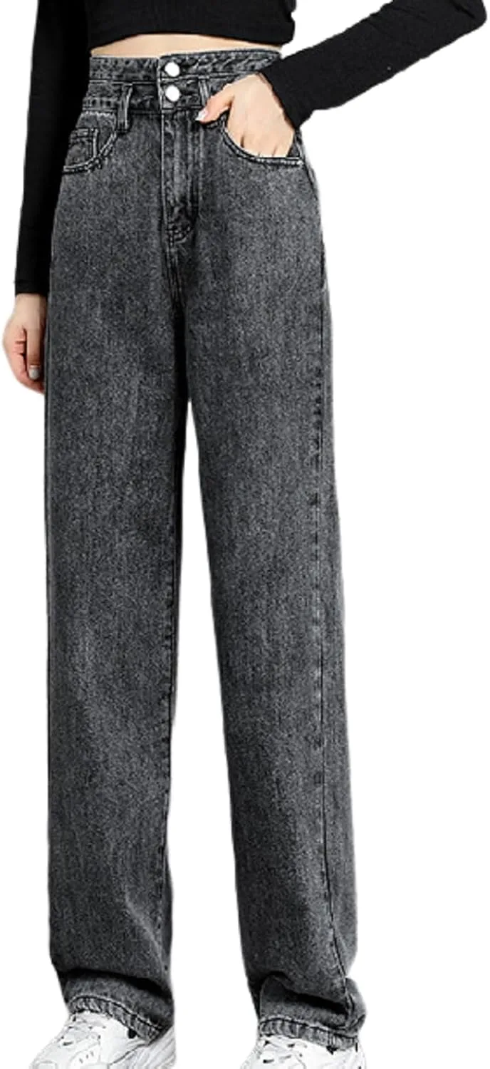 

DGHM-JLMY Женские джинсы свободного кроя с высокой талией и прямыми штанинами