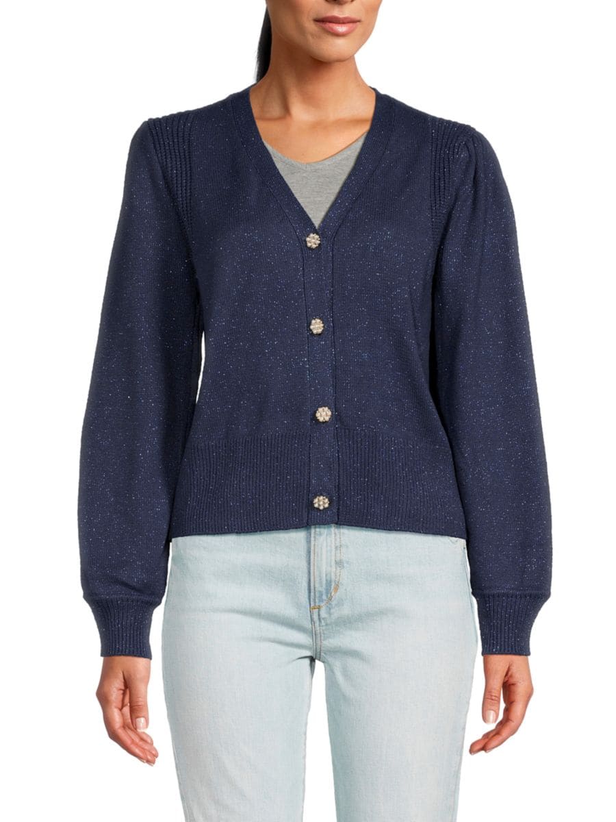 

Кардиган с V-образным вырезом и люрексом Joseph A, цвет Navy Yard