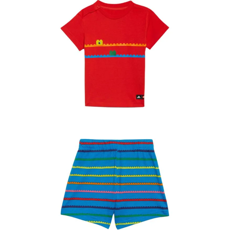 LEGO, повседневная спортивная одежда для малышей Adidas, Red Short-Sleeved Shirt+Blue Shorts