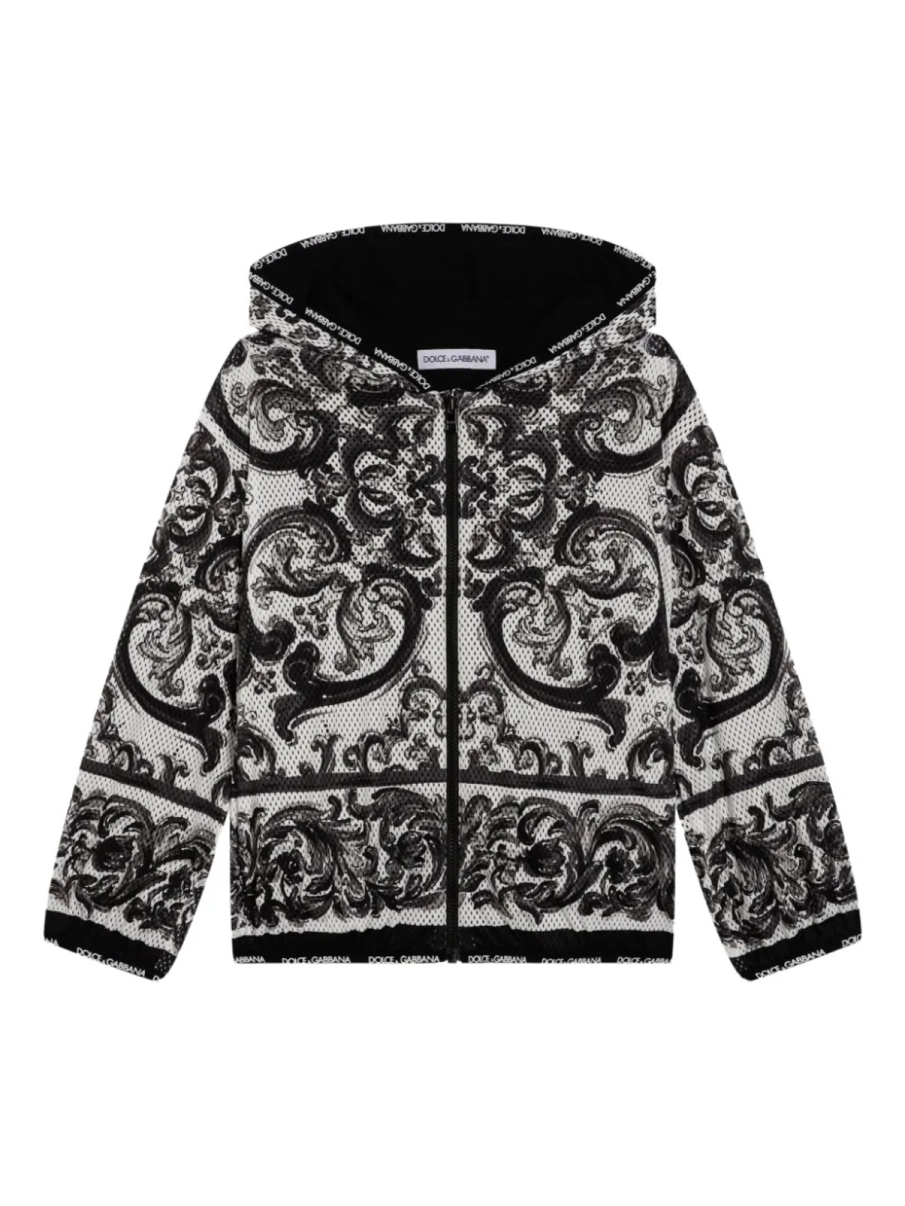 

Куртка с капюшоном и принтом майолика Dolce & Gabbana Kids, черный