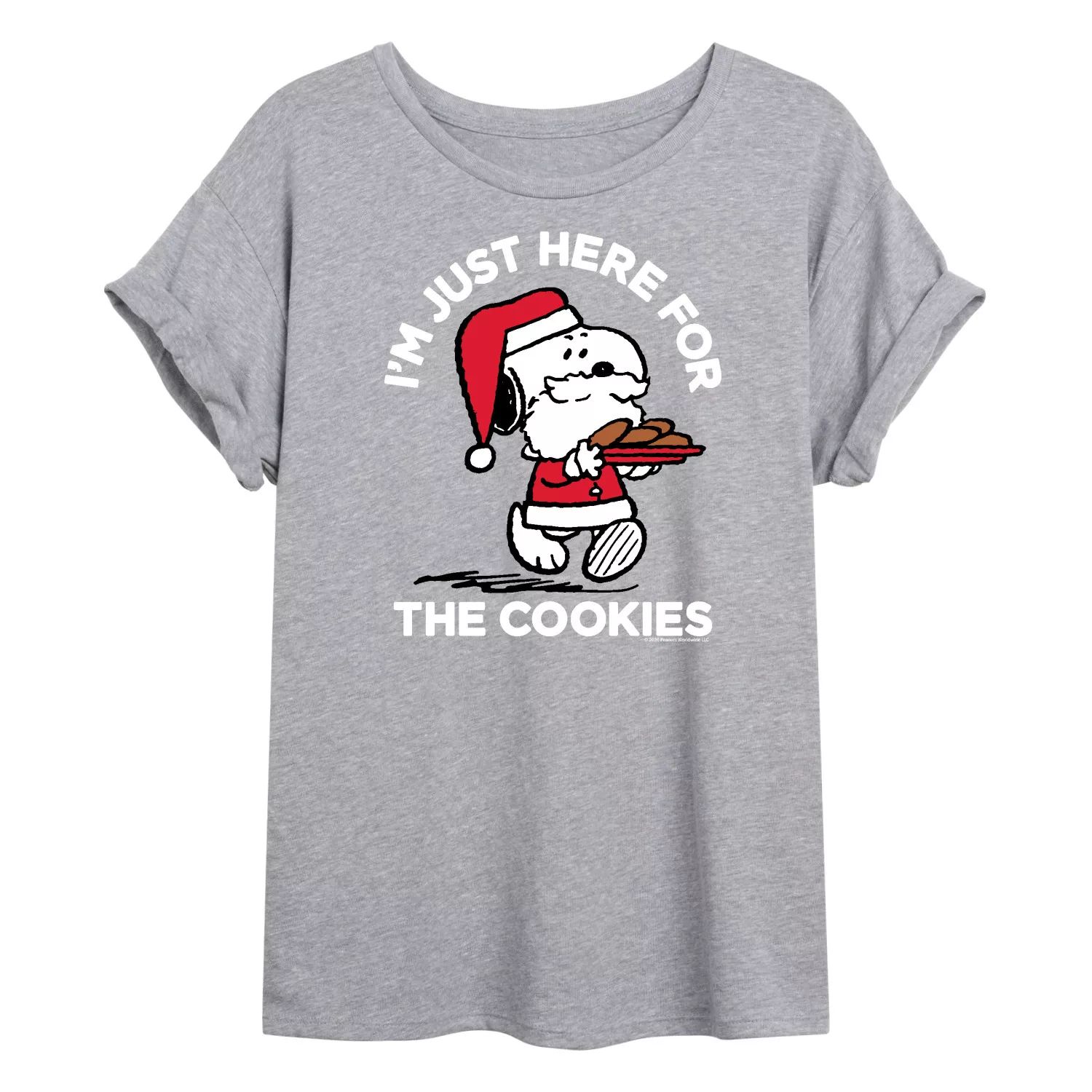 

Футболка с струящимся рисунком и рисунком Peanuts Santa Cookies для детей Juniors' Peanuts Santa Cookies Licensed Character