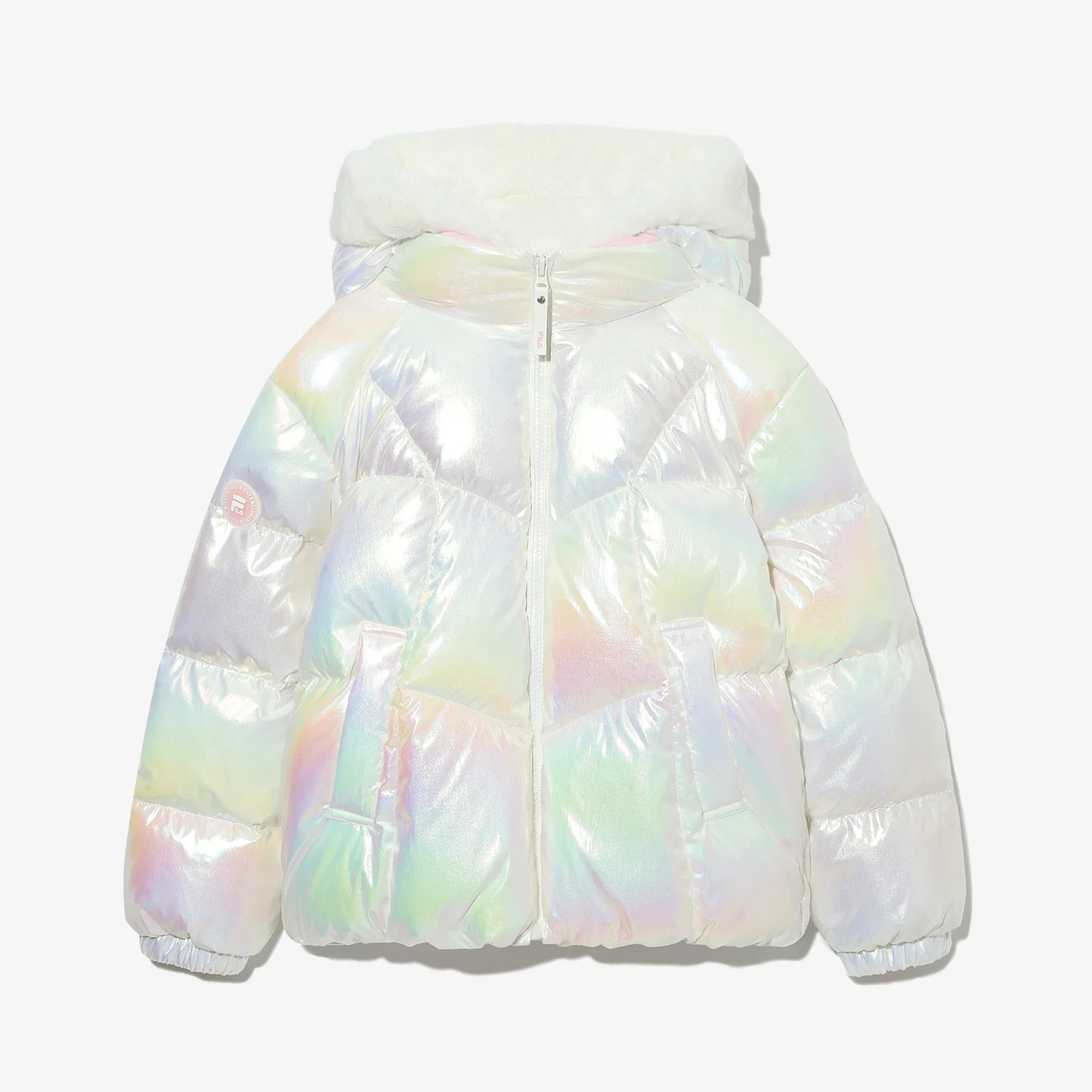 Детский укороченный пуховик бежевого цвета от Fila Kids — фото 2
