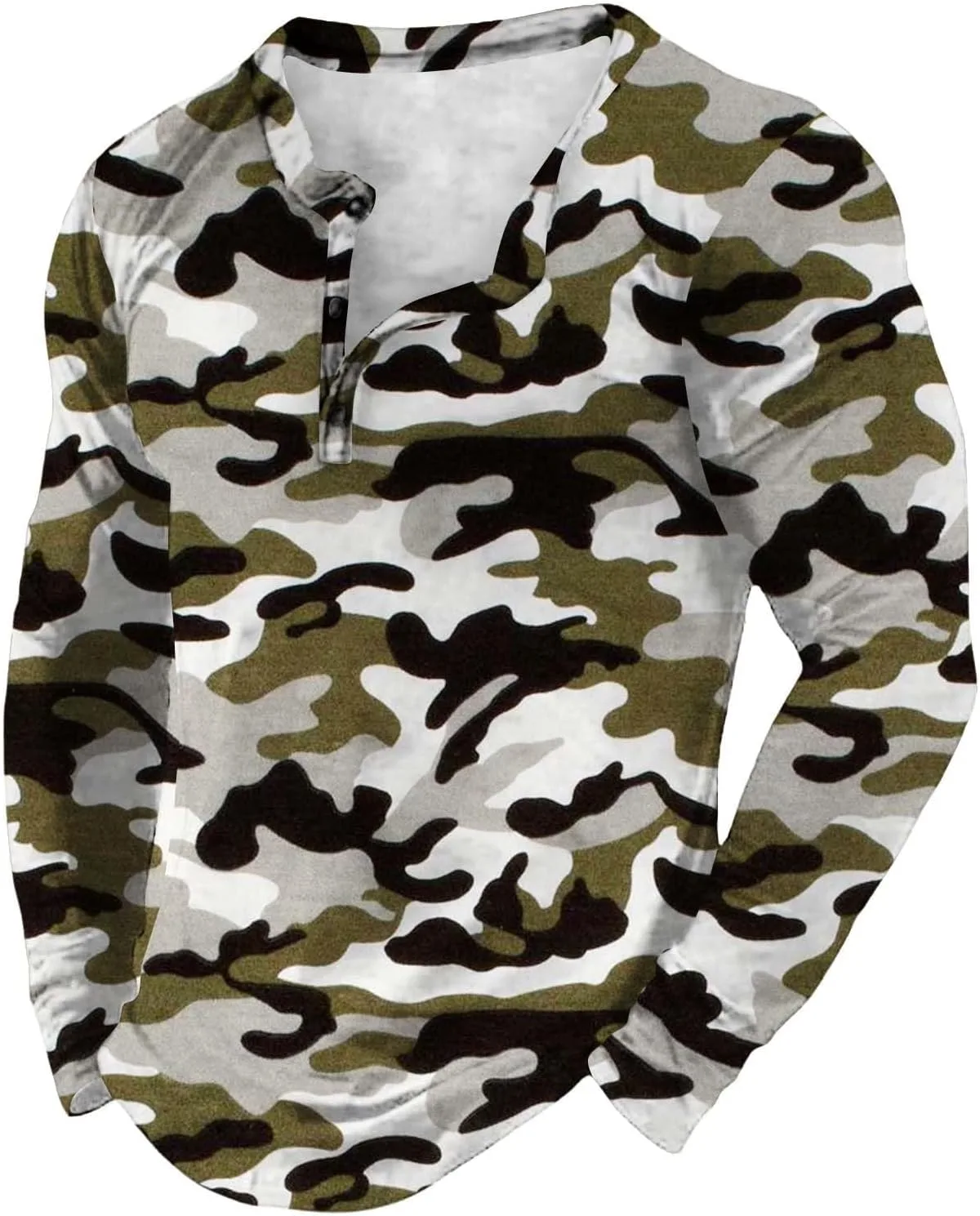 

Мужская камуфляжная футболка Henley с длинным рукавом