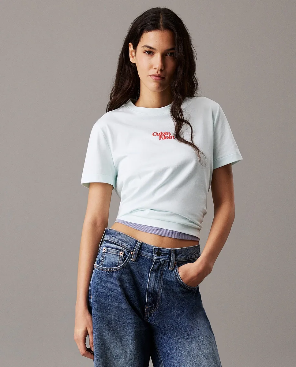 

Женские джинсы с широкими штанинами и высокой талией Calvin Klein Jeans, синий