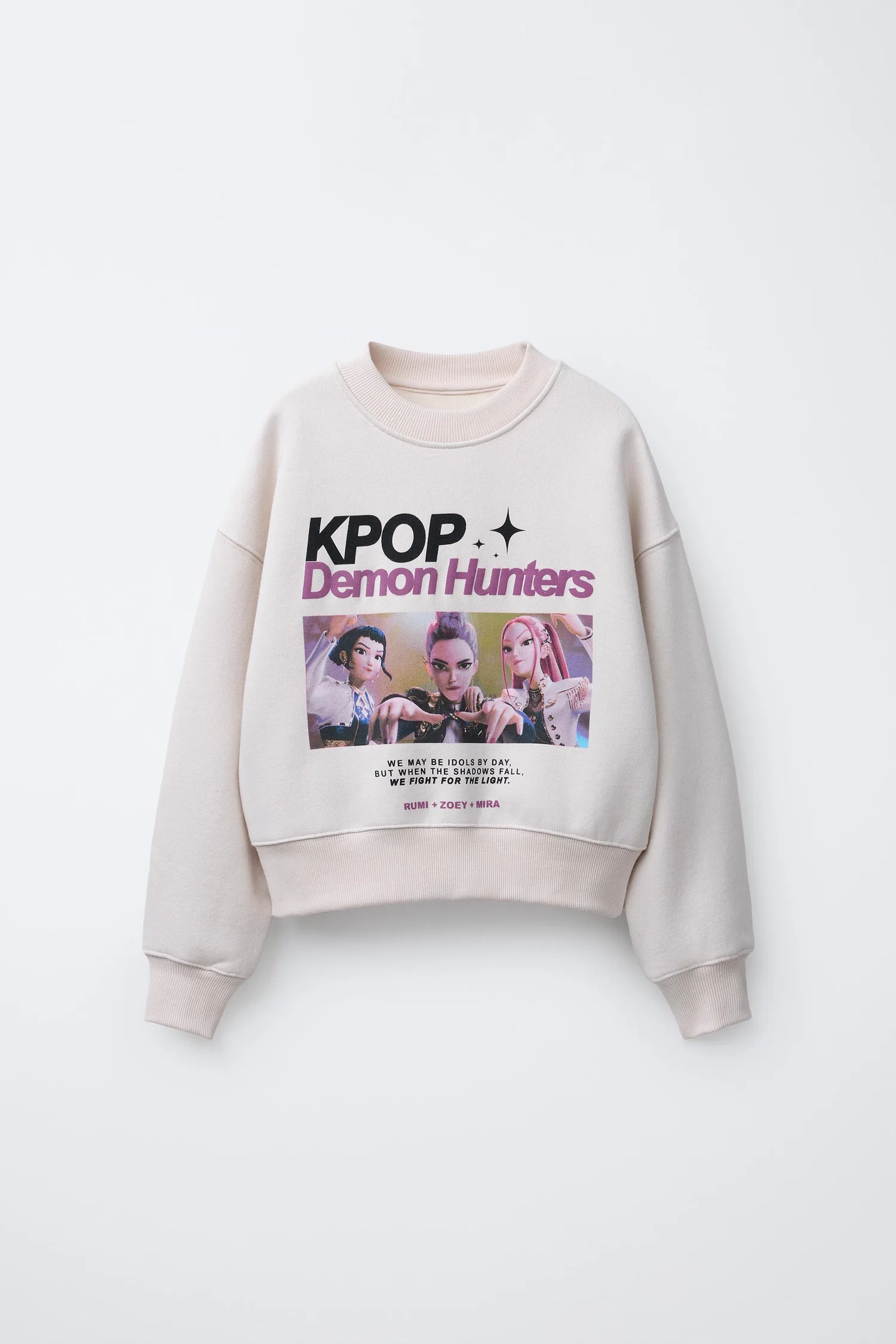 Kpop demon hunters netflix печатная футболка Zara, экрю